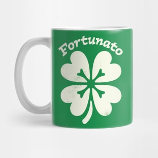 Fortunato Emblem - Distressed Four-Leaf Graphic Design Mug